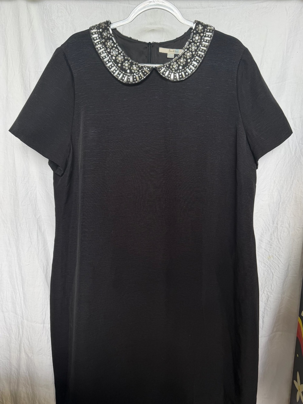 Boden Black Dress with Embellished Collar